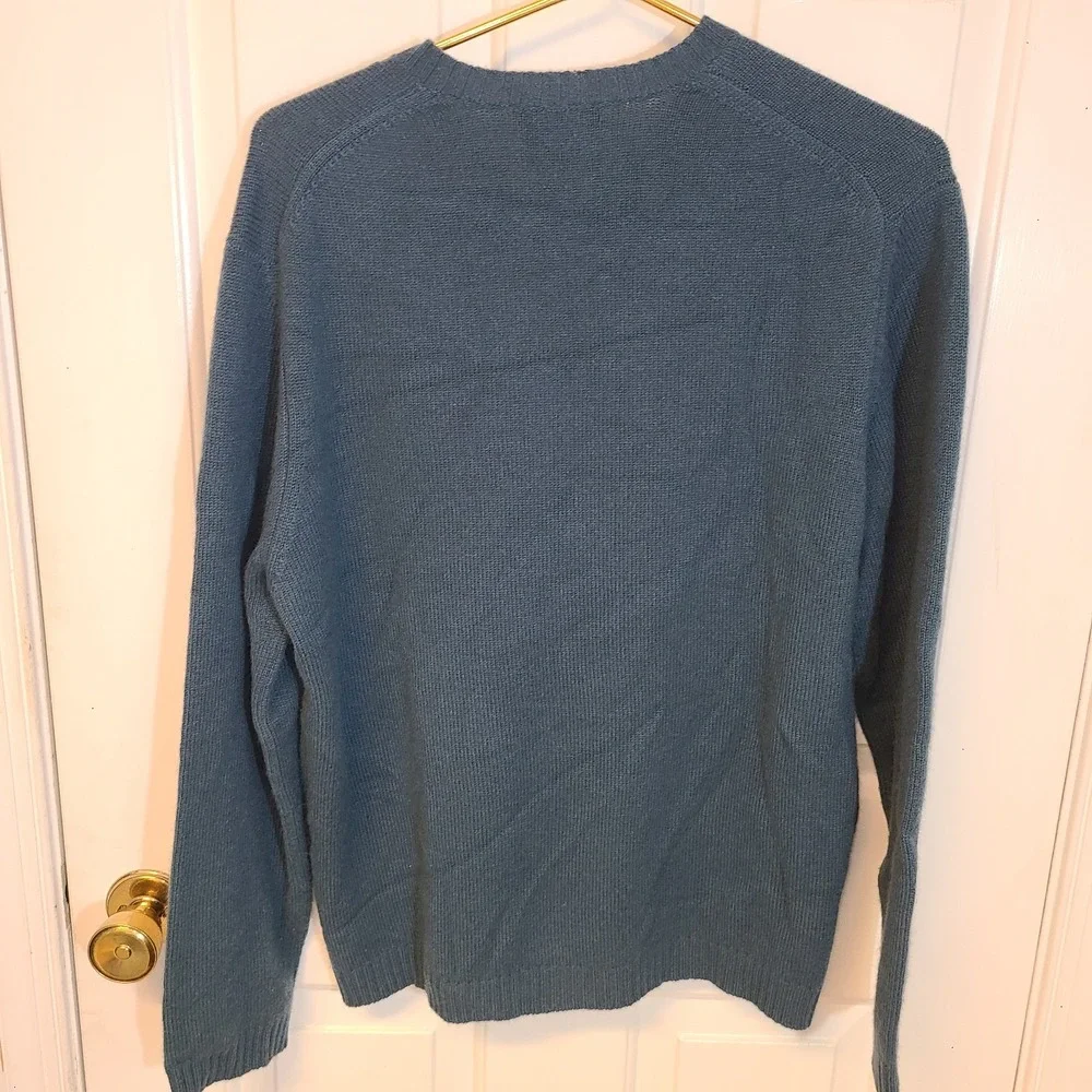 Banana Republic Sweater Mens Large Blue 100% Cashmere Premium Luxury Yarn V-Neck